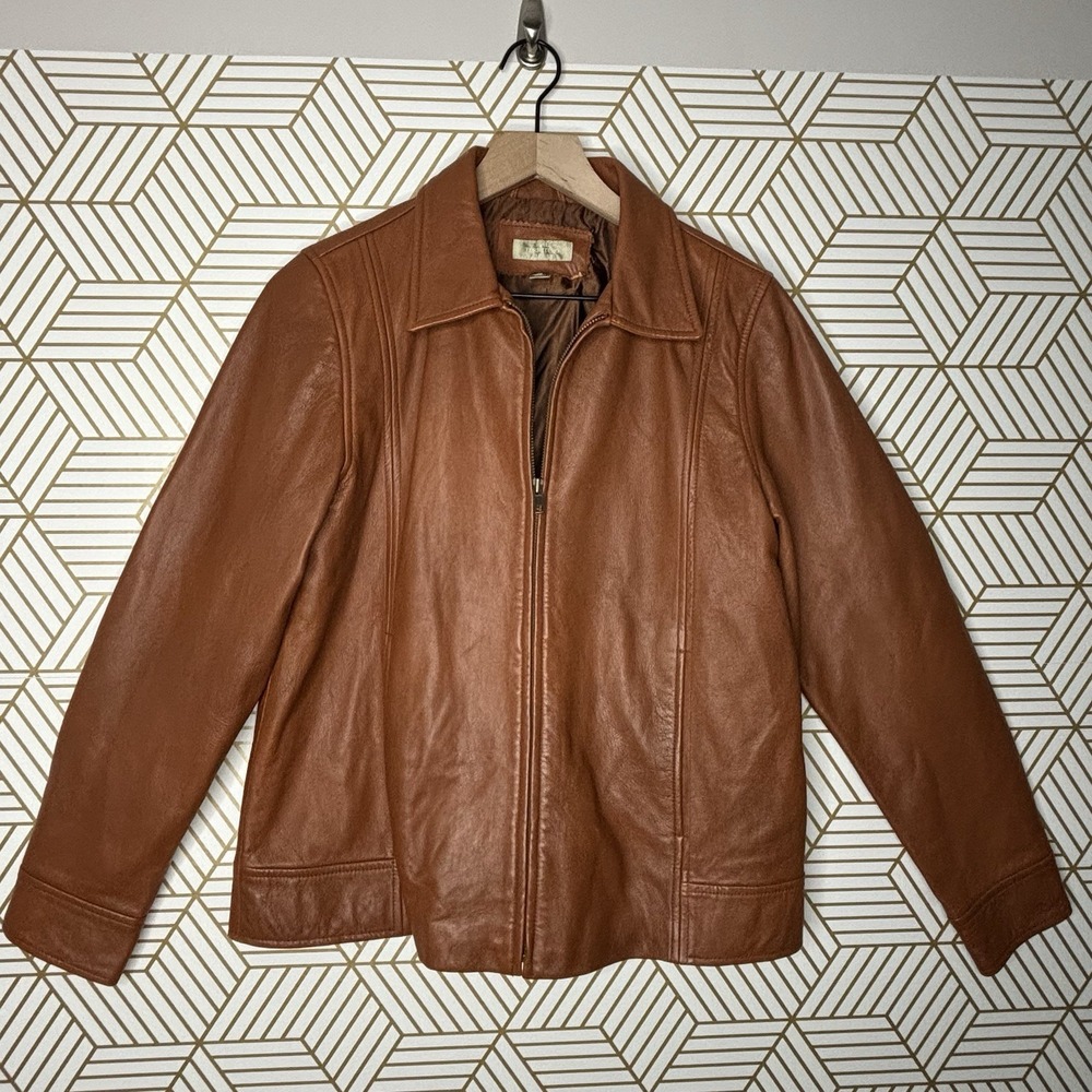 Brown Leather Jacket Medium Territory Ahead Lightweight Lined Buttery Soft